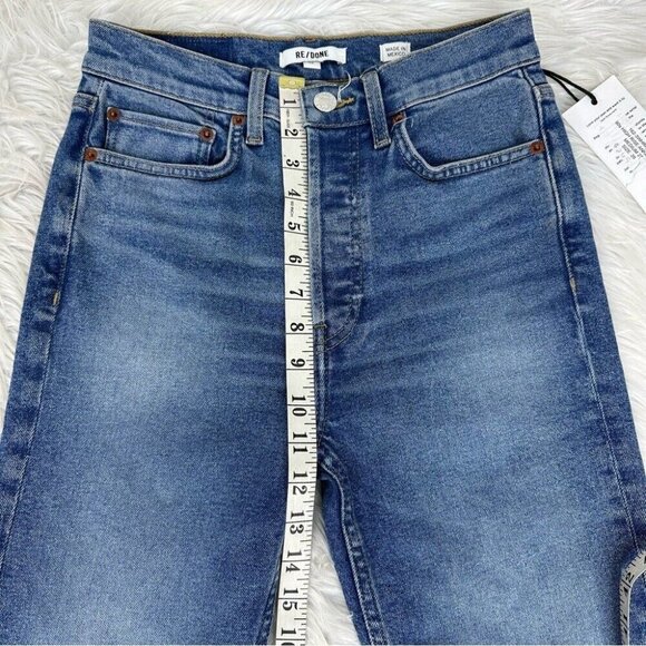 Re/Done Women's NWT 90s High Rise Ankle Crop Regal Dark Crystal Jeans W26-27/L27 - Picture 9 of 11
